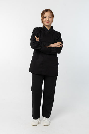 Chef Jacket (SEOUL) Black (เสื้อเชฟรุ่นโซล)สีดำ